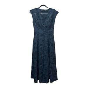 Pearl Lela Rose Dress Women 2 Navy Lace 100% Cotton